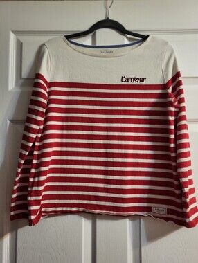 Talbots Large Red & White Striped 'L'amour' Long-Sleeve Top